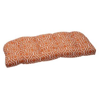 Outdoor Wicker Loveseat Cushion Set  Orange/White Starlet
