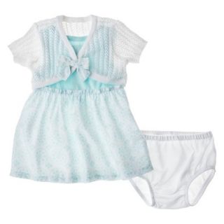 Cherokee Newborn Girls 3 Piece Dress Set   White/Blue NB