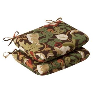 Outdoor 2 Piece Chair Cushion Set   Brown/Green Floral