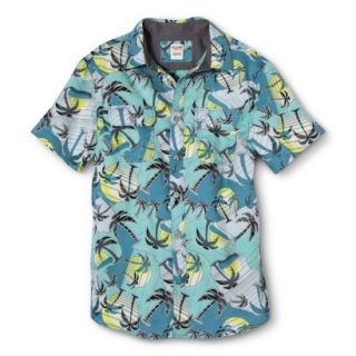 Mossimo Supply Co. Mens Short Sleeve Button Down   Art Deco Green L