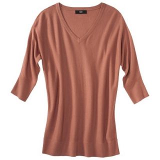 Mossimo Womens 3/4 Sleeve V Neck Value Sweater   Venetian Brown L