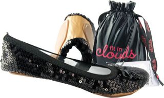 Womens Fit In Clouds Sequin Foldup Shoes   Black Sequin Slip on Shoes