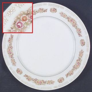 Acsons Charlene Dinner Plate, Fine China Dinnerware   Green, Rust, Purple & Beig