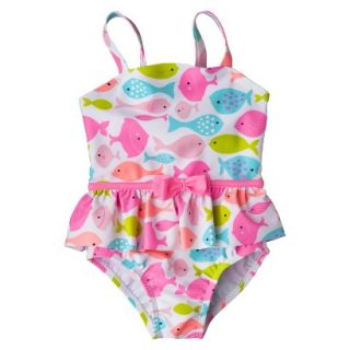 Just One You by Carters Infant Toddler Girls 1 Piece Fish Swimsuit   Pink 18 M