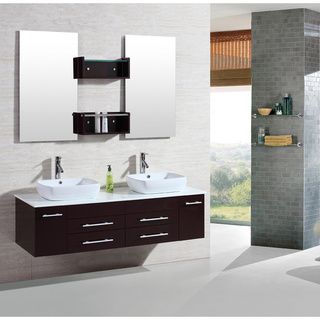 Kokols 60 Inch Wall Mount Floating Bathroom Vanity Cabinet Combo