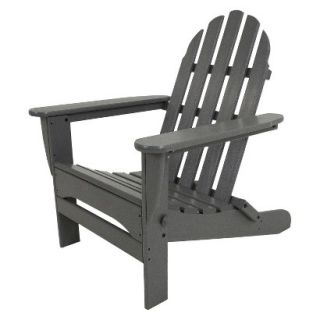 Polywood Classic Folding Patio Adirondack Chair   Grey