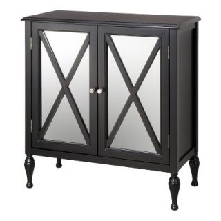 Accent Table Hollywood Mirrored Accent Cabinet   Black