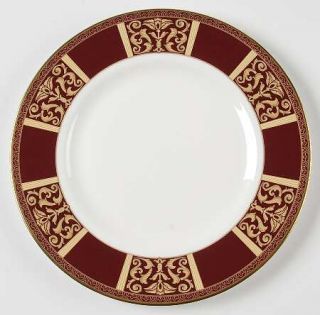 Royal Doulton Tennyson Accent Luncheon Plate, Fine China Dinnerware   Maroon Ban
