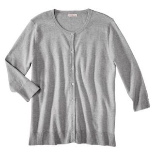 Merona Womens Plus Size 3/4 Sleeve Crew Neck Cardigan Sweater   Gray 4