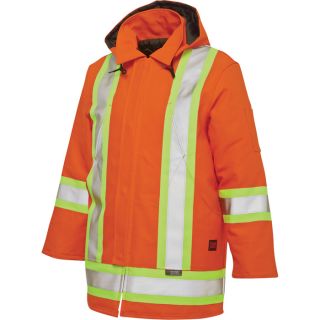 Tough Duck Hooded Class 2 High Visibility Parka   Orange, Large, Model S17471