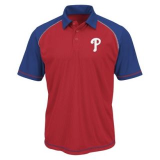 MLB Mens Philadelphia Phillies Synthetic Polo T Shirt   Red/Blue XXL