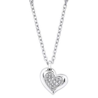 Lotopia Sterling Silver Heart Pendant Necklace Swarovski Zirconia Stones White