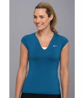 Nike Pure Tennis Top Womens Short Sleeve Pullover (Blue)