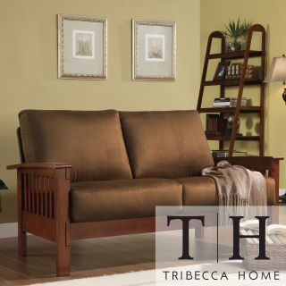Tribecca Home Hills Mission style Oak And Rust Loveseat