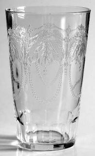 Unknown Crystal Unk7978 4 Oz Flat Tumbler   Etched Leaves/Swags, Optic