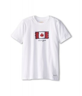 Life is good Kids Crusher Canada Flag Boys T Shirt (White)