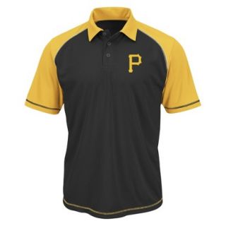 MLB Mens Pittsburgh Pirates Synthetic Polo T Shirt   Black/Yellow (L)
