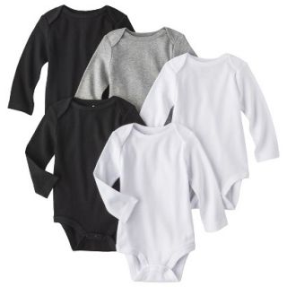 Circo Newborn 5 Pack Long sleeve Bodysuit   White/Grey/Black 0 3 M