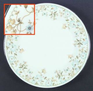 Noritake Flourish Dinner Plate, Fine China Dinnerware   Blue/Yellow Flowers Bene