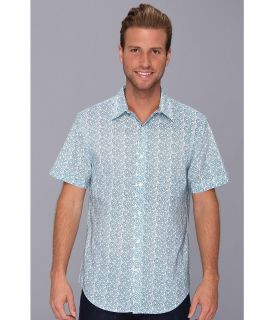 Perry Ellis Short Sleeve Sea Coral Print Shirt Mens Short Sleeve Button Up (Blue)