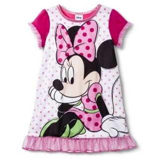 Disney Minnie Mouse Toddler Girls Short Sleeve Nightgown   Pink 3T