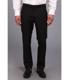 Perry Ellis Slim Fit Mini Tonal Check Flat Front Pant Mens Casual Pants (Black)