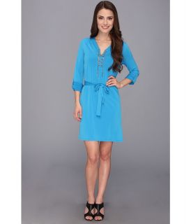 MICHAEL Michael Kors Petite Chain Tie Dress Womens Dress (Blue)