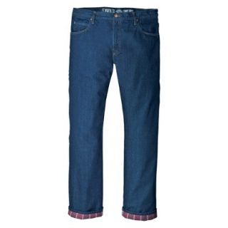 Dickies Mens Relaxed Straight Fit Flannel Lined Jean   Rinsed Indigo Blue 44x32