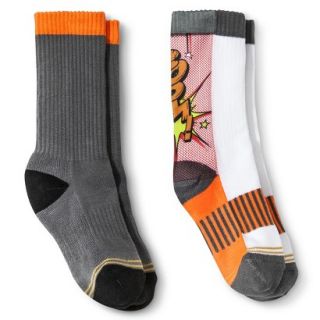 Signature GOLD by GOLDTOE Boys 2 Pack BOOM Athletic Crew Socks   Gray L