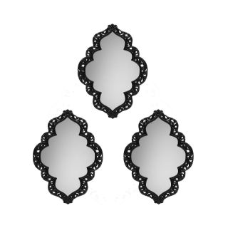 Set of 3 Sweetheart Bordered Black Wall Mirrors