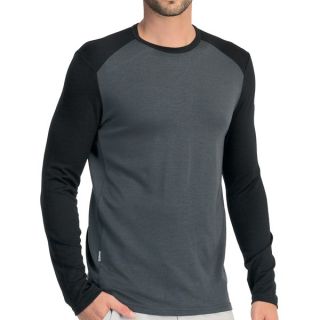 Icebreaker Tech Shirt   UPF 30+  Merino Wool  Midweight  Long Sleeve (For Men)   CHARCOAL/BLACK (2XL )
