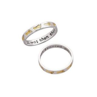 Sterling Silver Two Tone Footprints Ring  5