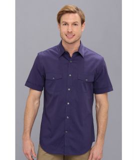Perry Ellis Short Sleeve Tonal Stripe Shirt Mens Short Sleeve Button Up (Blue)