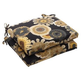 Outdoor 2 Piece Chair Cushion Set   Black/Yellow Floral