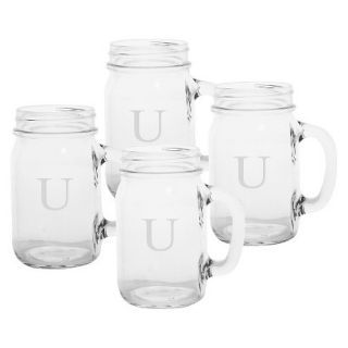 Personalized Monogram Old Fashioned Drinking Jar Set of 4   U