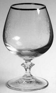 Spiegelau Spi6 Brandy Glass   Clear,Scroll Design,Platinum Trim