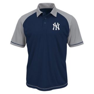 MLB Mens New York Yankees Synthetic Polo T Shirt   Navy/Grey (L)