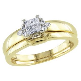 Tevolio .25 CT. Princess Cut and Round Diamond Prong Set Wedding Ring in 10K