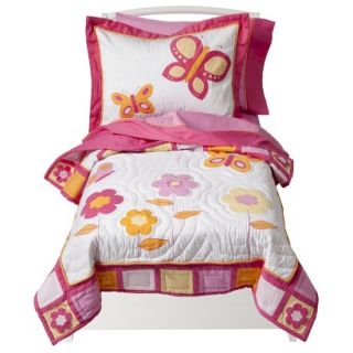 Pink and Orange Butterfly 5 pc. Toddler Bedding Set
