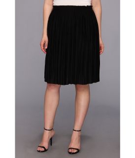 Calvin Klein Plus Size Pleated Poly/Rayon Short Skirt Womens Skirt (Black)