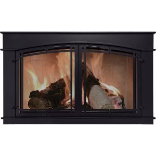 Pleasant Hearth Fieldcrest Fireplace Glass Door   Black, Model FC 5902