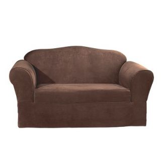 Sure Fit Suede Supreme 2 pc. Loveseat Slipcover   Chocolate