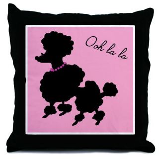  French Poodle in Paris Pink Throw Pillow