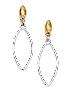 GURHAN Hoopla Sterling Silver & 24K Yellow Gold Marquis Drop Earrings   Silver G