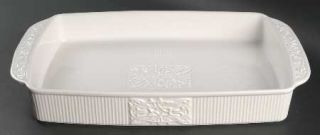 Lenox China White Linen Rectangular Baker, Fine China Dinnerware   White,Embosse