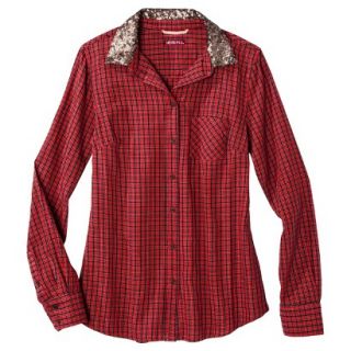 Merona Womens Favorite Shirt   Anthem Red Plaid   L
