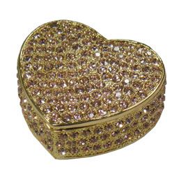 Cristiani Hand jeweled Crystal Pave Pink Heart Pewter Trinket Box