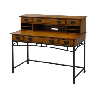 Langsford Bay Executive Desk and Hutch, Distressed Oak