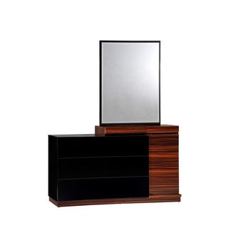 Global Furniture Usa Black High Gloss And Zebra Walnut Dresser Black Size 3 drawer