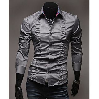 Fold Decorated Pure Color Shirt